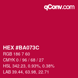 Color code: HEX #BA073C | qconv.com