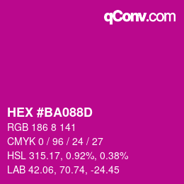颜色代码: HEX #BA088D | qconv.com