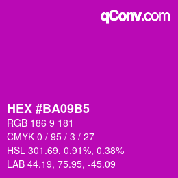颜色代码: HEX #BA09B5 | qconv.com