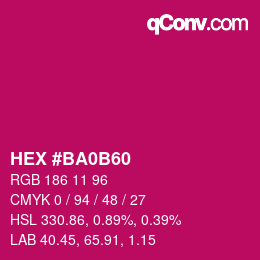 Farbcode: HEX #BA0B60 | qconv.com