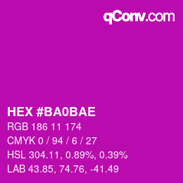 Color code: HEX #BA0BAE | qconv.com