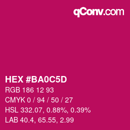 Farbcode: HEX #BA0C5D | qconv.com