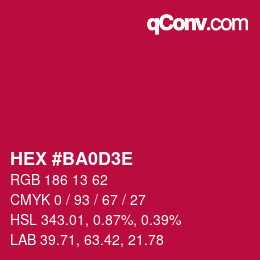 Color code: HEX #BA0D3E | qconv.com