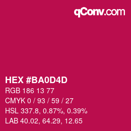 颜色代码: HEX #BA0D4D | qconv.com