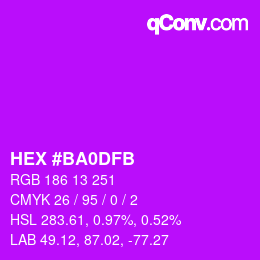 Color code: HEX #BA0DFB | qconv.com