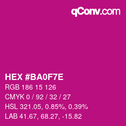 Color code: HEX #BA0F7E | qconv.com