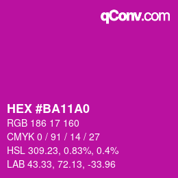 Color code: HEX #BA11A0 | qconv.com