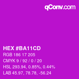 カラーコード: HEX #BA11CD | qconv.com