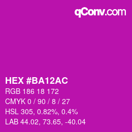 Color code: HEX #BA12AC | qconv.com