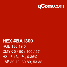Color code: HEX #BA1300 | qconv.com