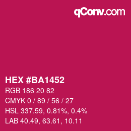 カラーコード: HEX #BA1452 | qconv.com