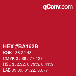 Color code: HEX #BA162B | qconv.com
