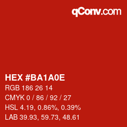Color code: HEX #BA1A0E | qconv.com