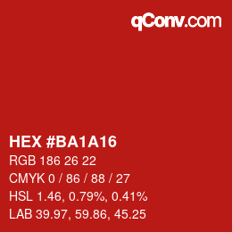 Color code: HEX #BA1A16 | qconv.com
