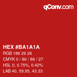 Farbcode: HEX #BA1A1A | qconv.com