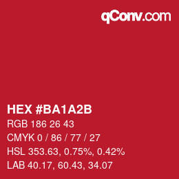Farbcode: HEX #BA1A2B | qconv.com