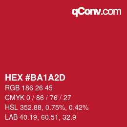 カラーコード: HEX #BA1A2D | qconv.com