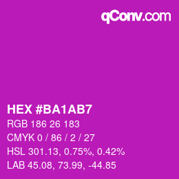 カラーコード: HEX #BA1AB7 | qconv.com