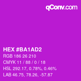 Color code: HEX #BA1AD2 | qconv.com