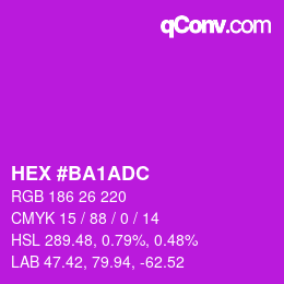 Color code: HEX #BA1ADC | qconv.com