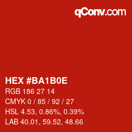 Color code: HEX #BA1B0E | qconv.com