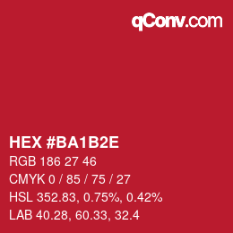 Color code: HEX #BA1B2E | qconv.com