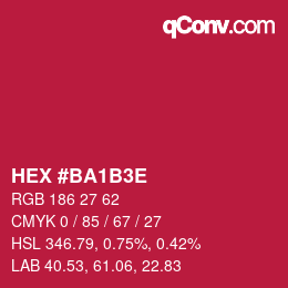 カラーコード: HEX #BA1B3E | qconv.com