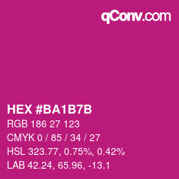 カラーコード: HEX #BA1B7B | qconv.com