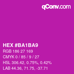 カラーコード: HEX #BA1BA9 | qconv.com