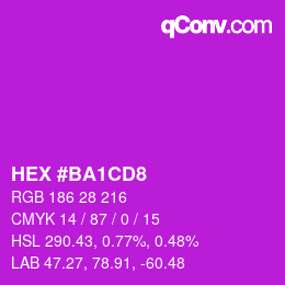 颜色代码: HEX #BA1CD8 | qconv.com