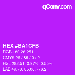 Color code: HEX #BA1CFB | qconv.com