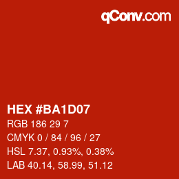 Color code: HEX #BA1D07 | qconv.com