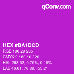 カラーコード: HEX #BA1DCD | qconv.com
