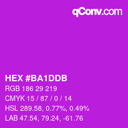 カラーコード: HEX #BA1DDB | qconv.com