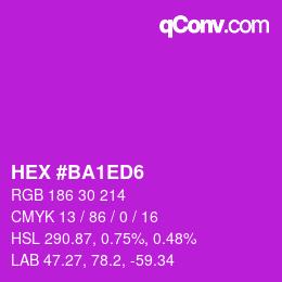 カラーコード: HEX #BA1ED6 | qconv.com