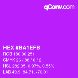 Color code: HEX #BA1EFB | qconv.com