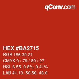 Color code: HEX #BA2715 | qconv.com