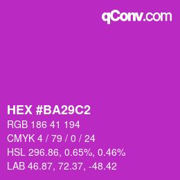 颜色代码: HEX #BA29C2 | qconv.com