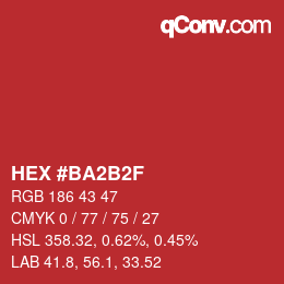Color code: HEX #BA2B2F | qconv.com