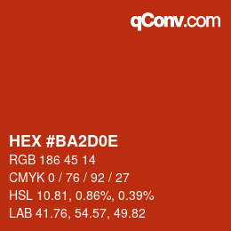 Color code: HEX #BA2D0E | qconv.com