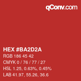 Color code: HEX #BA2D2A | qconv.com