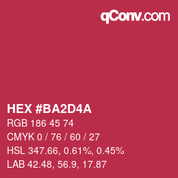 カラーコード: HEX #BA2D4A | qconv.com