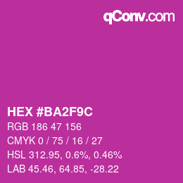 カラーコード: HEX #BA2F9C | qconv.com
