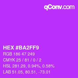 Farbcode: HEX #BA2FF9 | qconv.com