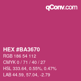 カラーコード: HEX #BA3670 | qconv.com