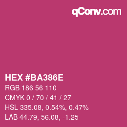 カラーコード: HEX #BA386E | qconv.com