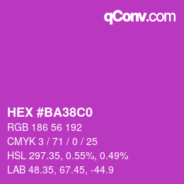 カラーコード: HEX #BA38C0 | qconv.com