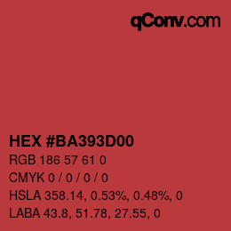 Código de color: HEX #BA393D00 | qconv.com
