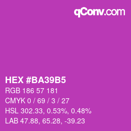 カラーコード: HEX #BA39B5 | qconv.com
