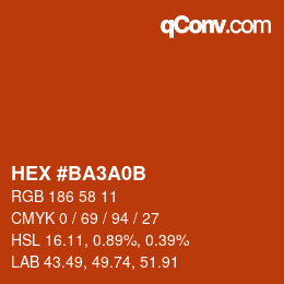 カラーコード: HEX #BA3A0B | qconv.com